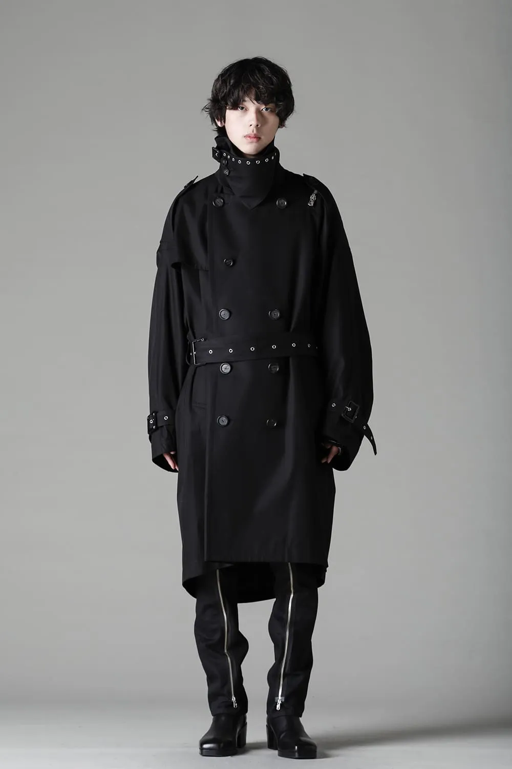 double zip balloon shaped trench coat