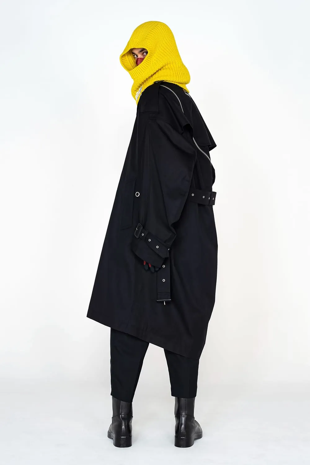 double zip balloon shaped trench coat