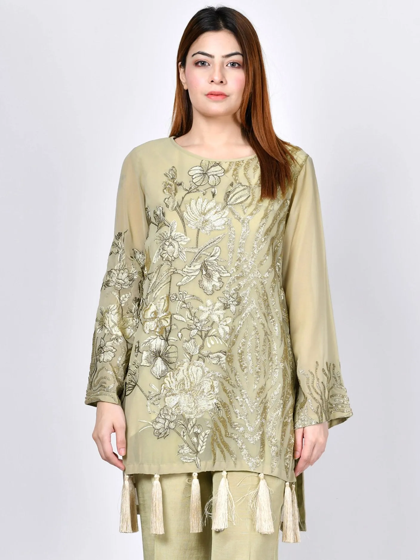 Embroidered Chiffon Suit