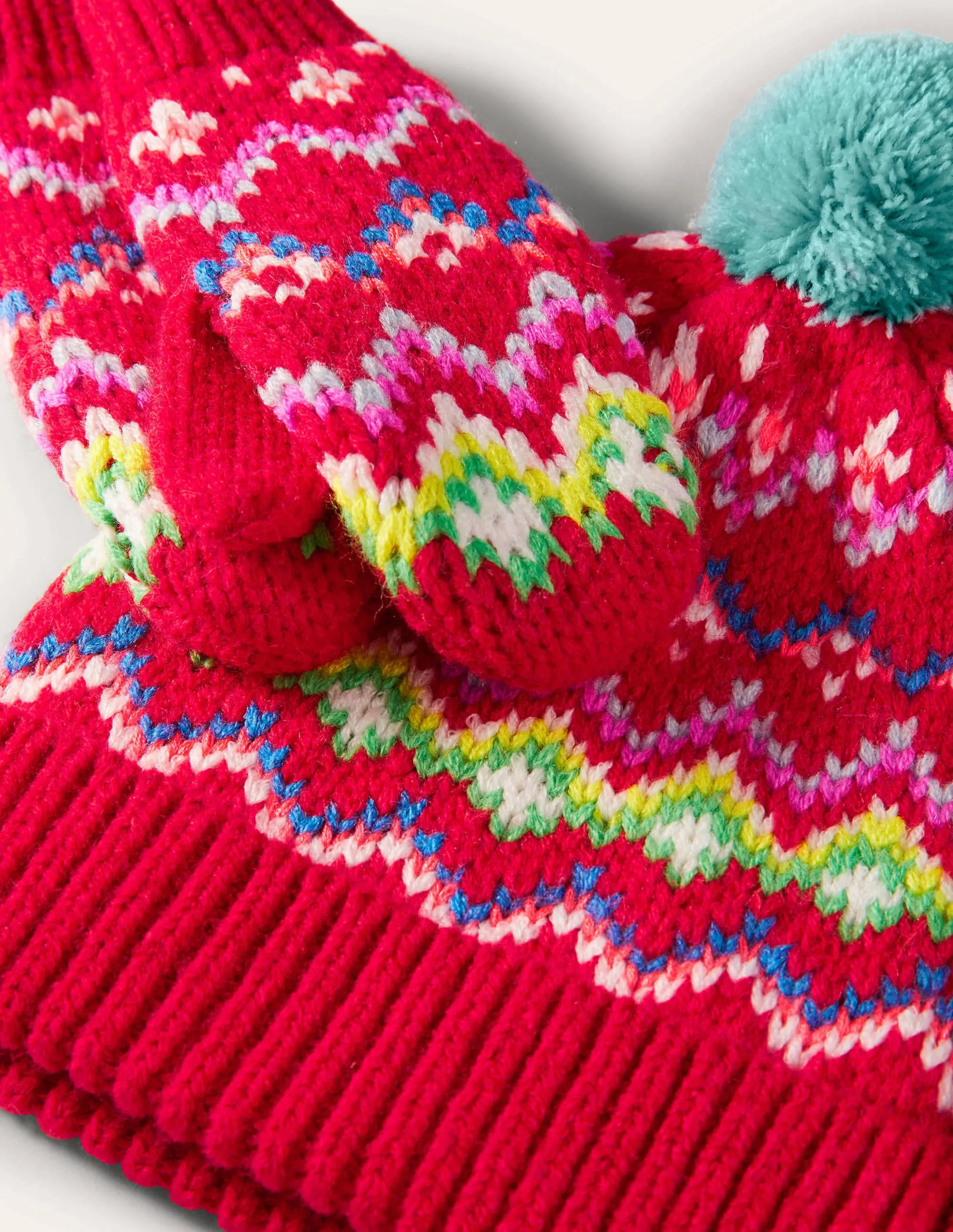 Fair Isle Hat and Mittens Set-Rockabilly Red