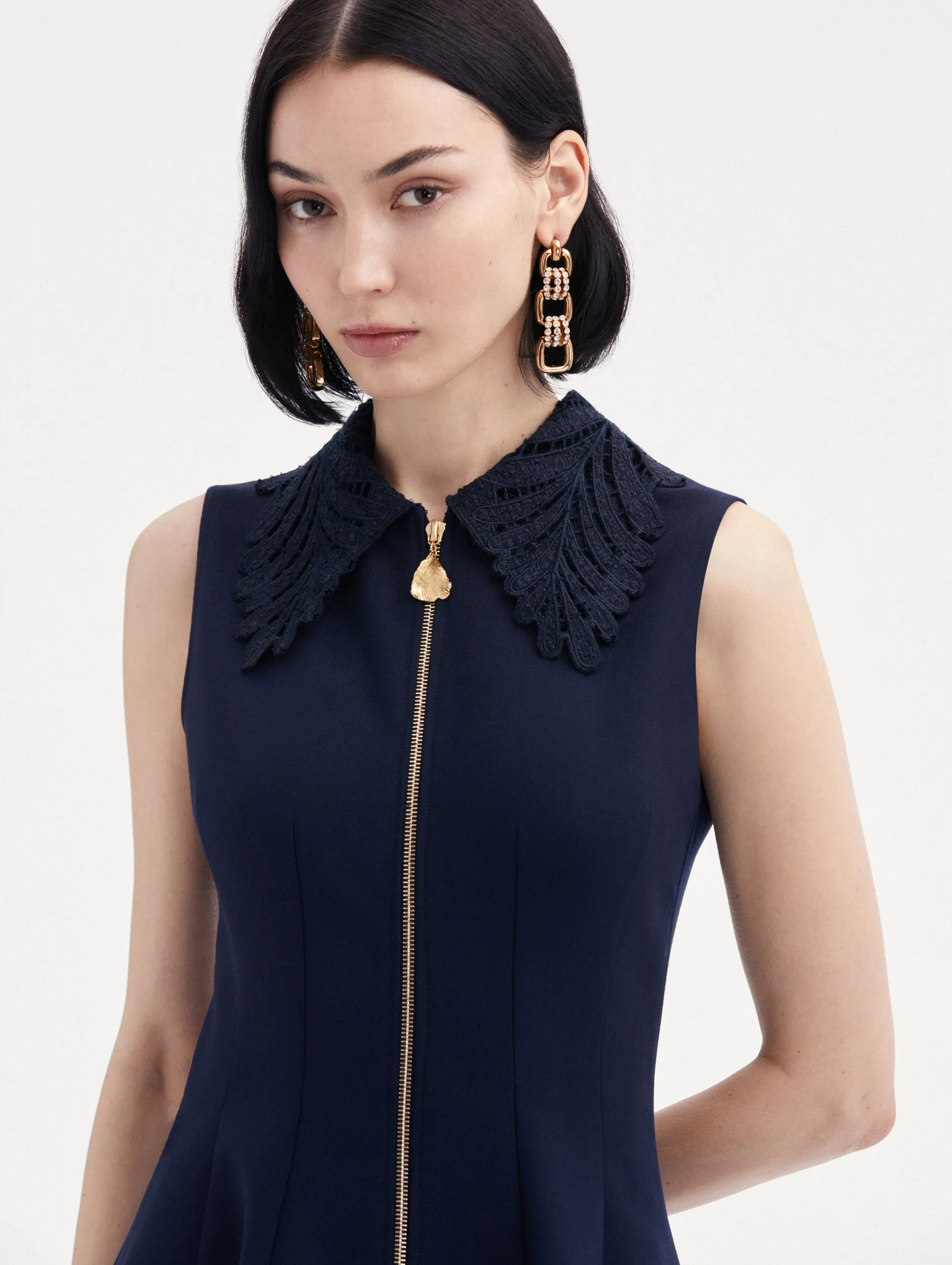 Fern Collar Zip-Front Dress