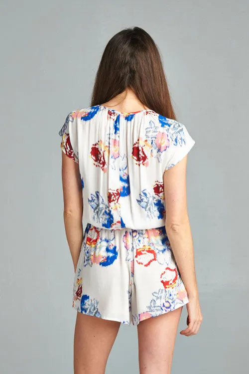 Floral Crochet Relaxed Fit Short Romper