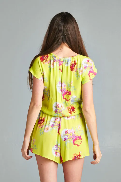 Floral Crochet Relaxed Fit Short Romper