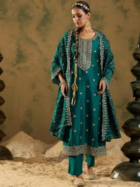 Floral Embroidered Thread Work Kurta Set