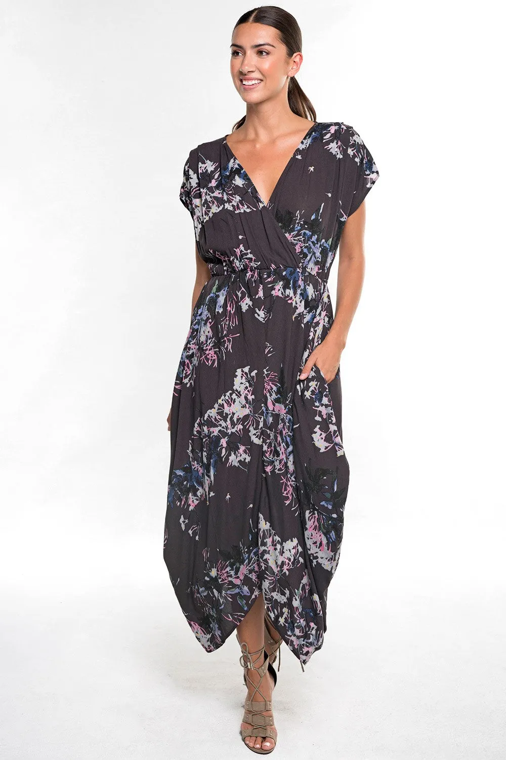 Floral Print Wrap Tulip Skirt Maxi Dress