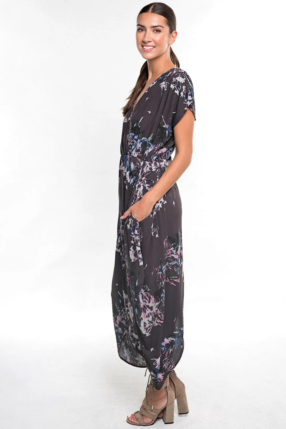 Floral Print Wrap Tulip Skirt Maxi Dress