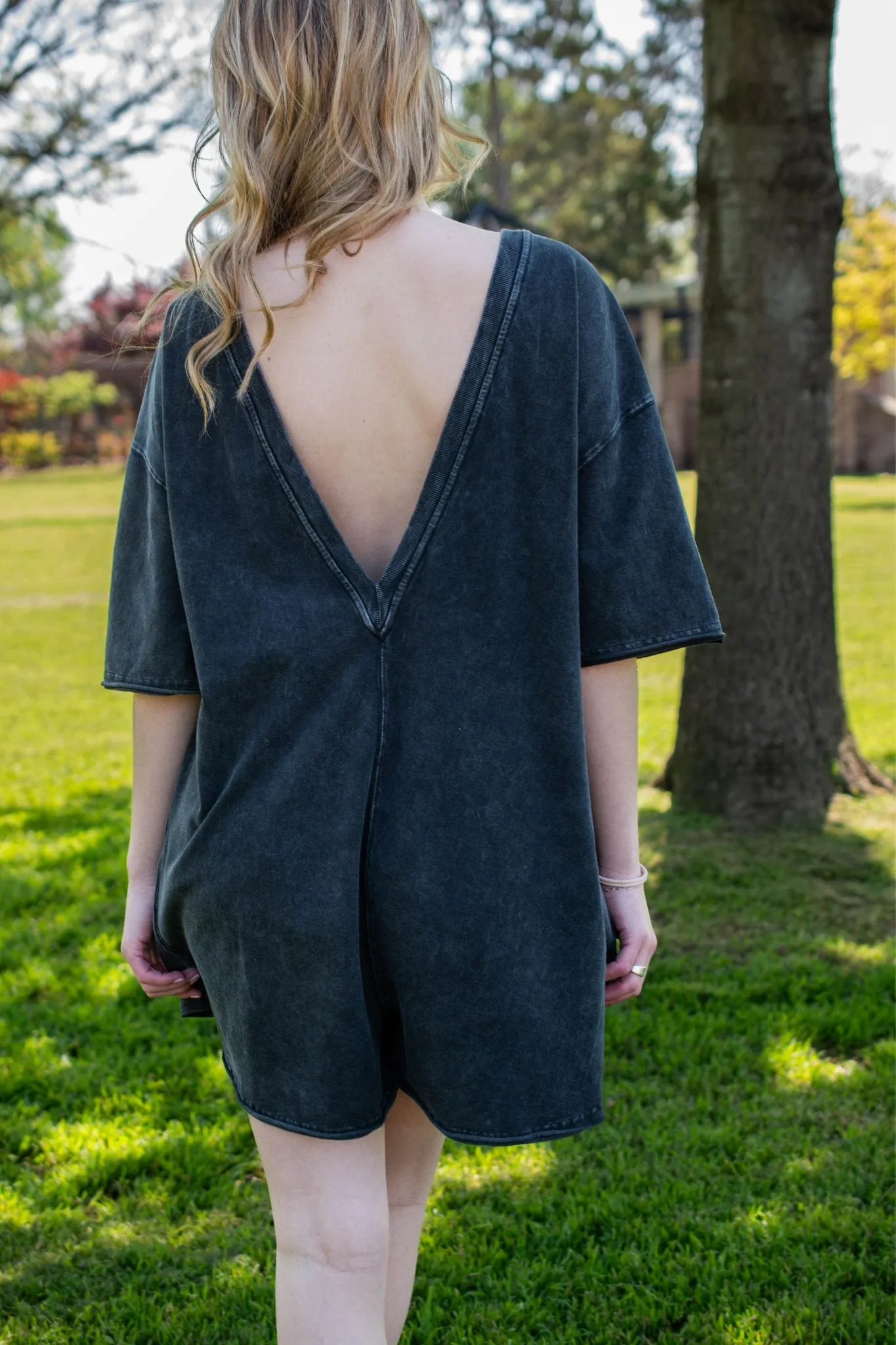 Free People: Hot shot Tee Romper in Black