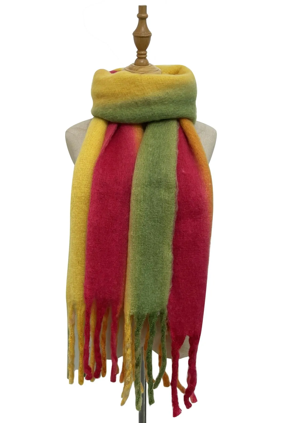 Hand Dyed Multi Stripe Tassel Blanket Wrap