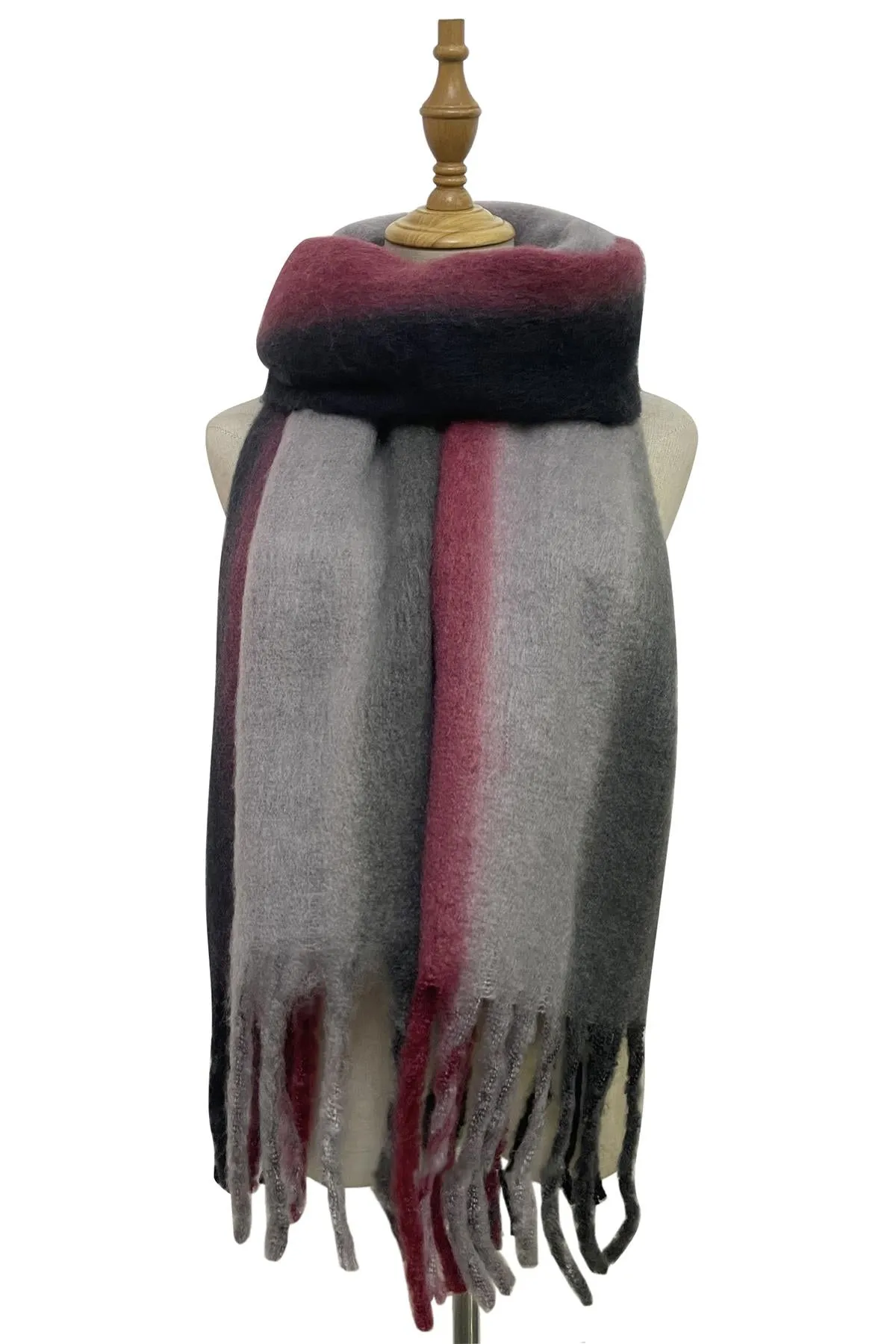 Hand Dyed Multi Stripe Tassel Blanket Wrap