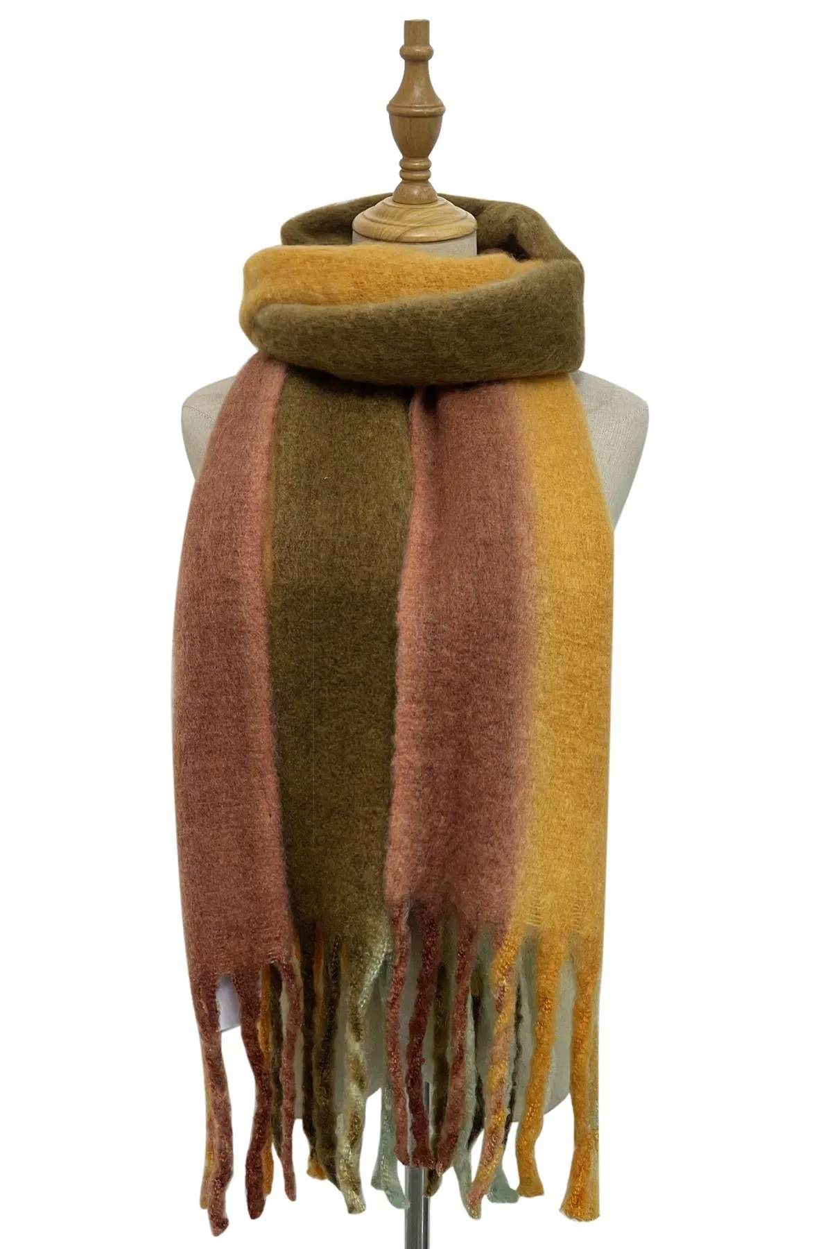 Hand Dyed Multi Stripe Tassel Blanket Wrap