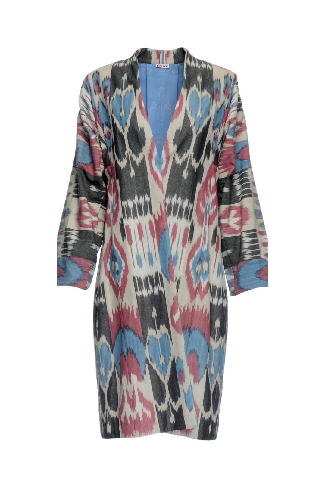 Handwoven Cotton Ikat Chapan with Box Pleat - Rose
