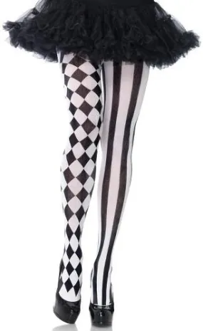 Harlequin Vertical Striped Tights
