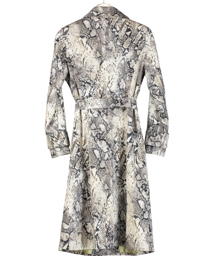 Helene Berman Grey Snake-printed Trench Coat UK 10
