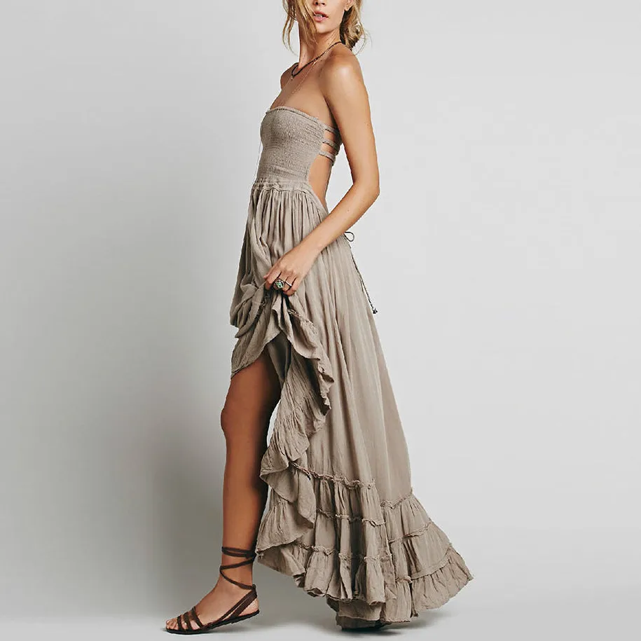 Hippie Backless Halter Dress