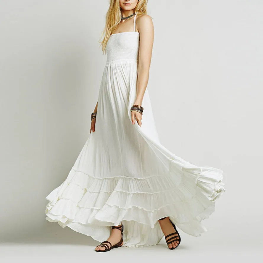 Hippie Backless Halter Dress