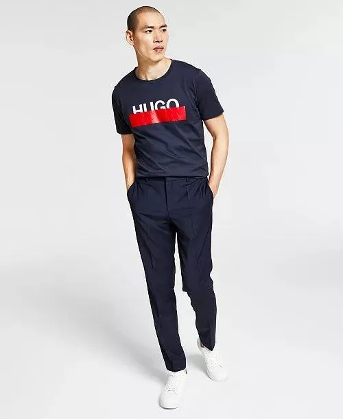 Hugo Boss Mens Slim fit Dress Pants 34 / 31 Blue Solid Stretch