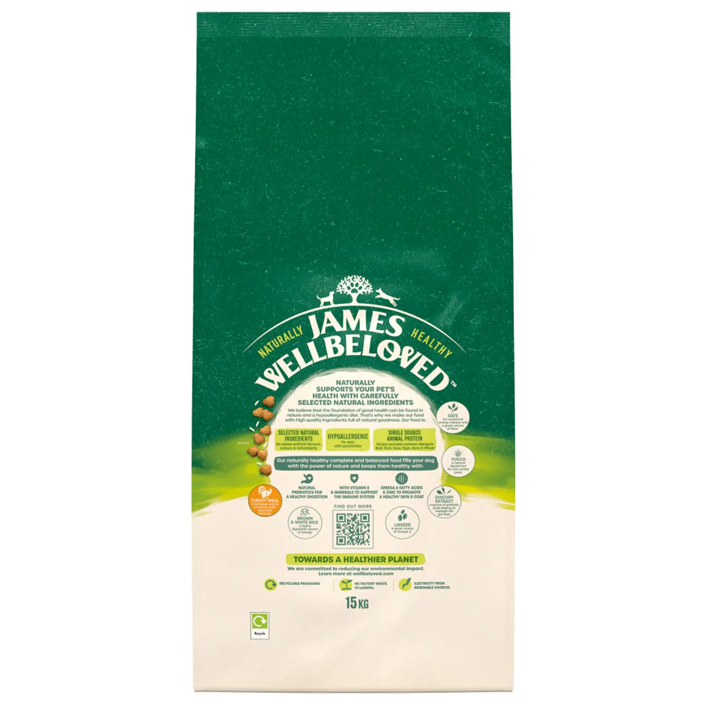 James Wellbeloved Turkey & Rice Adult Dog Food 15KG
