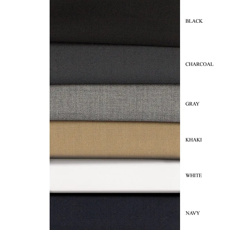 Khaki Dress Pants Regular Leg Flat Front Pre-Hemmed