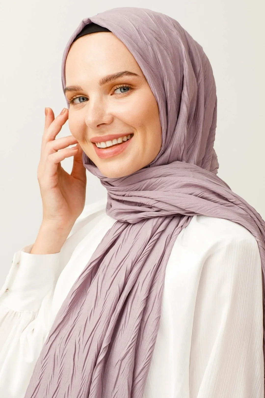 Lavender Gray Pleated Bamboo Hijab