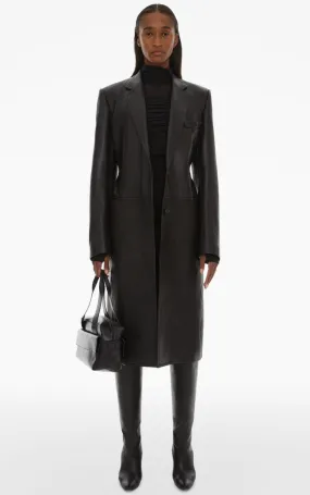 Leather trench coat