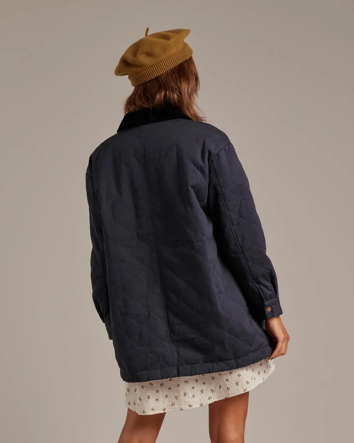 Long Quilted Coat Navy