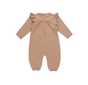 Long Sleeve Mira Knit Romper- Heathered Rose