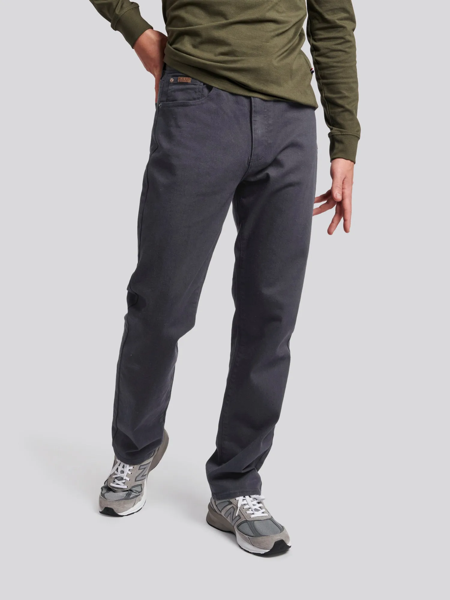 Mens 5 Pocket Slub Twill Trousers in Ebony