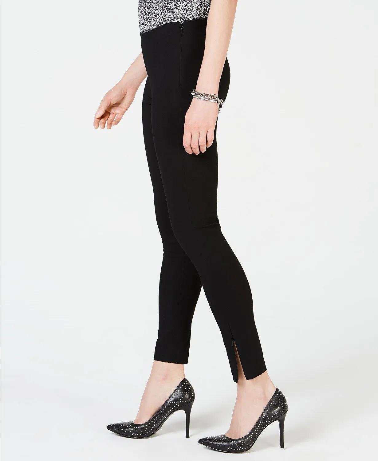 Michael Kors Women's Black Petites Pull On Solid Casual Pants
