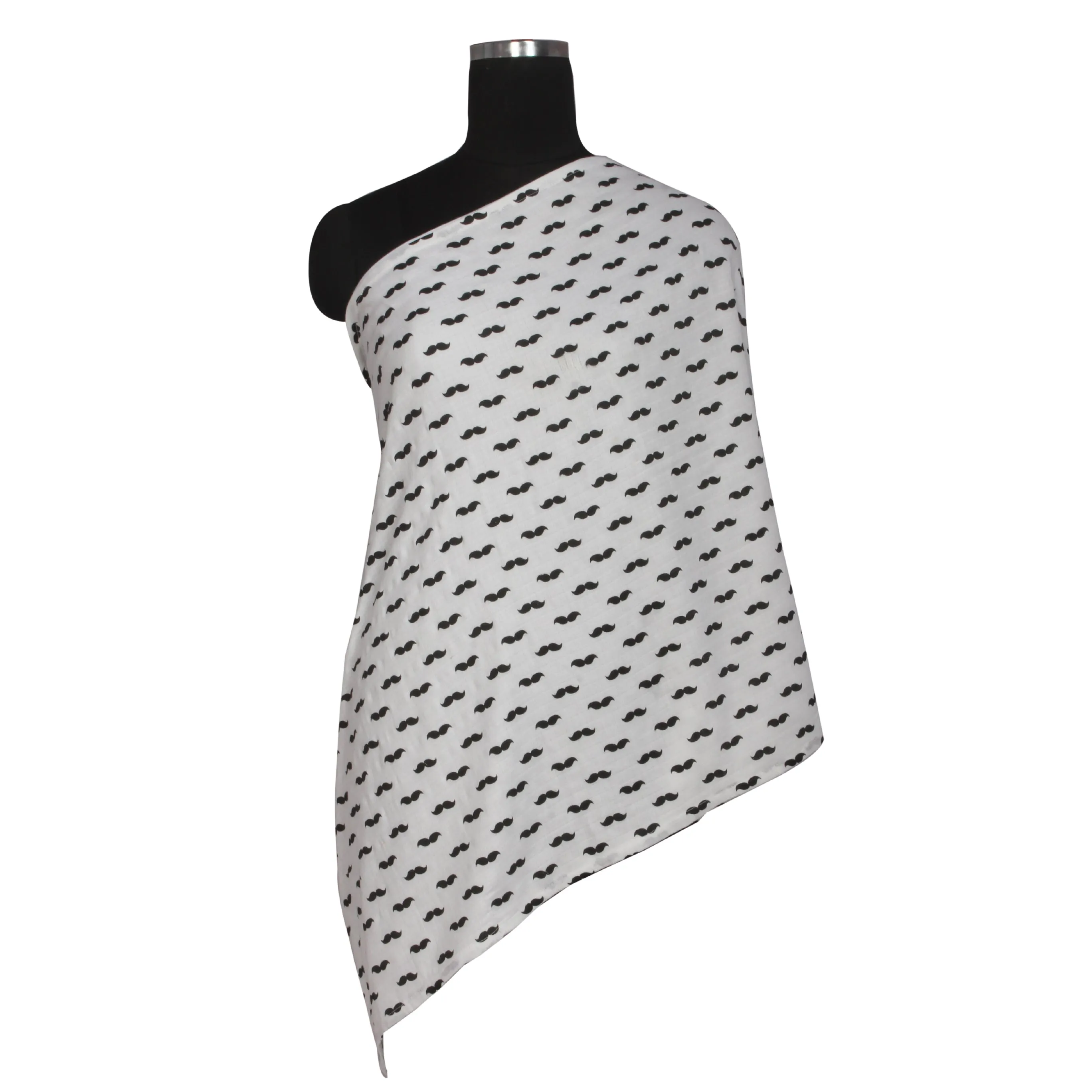 Mustache Black Muslin Nursing Scarf