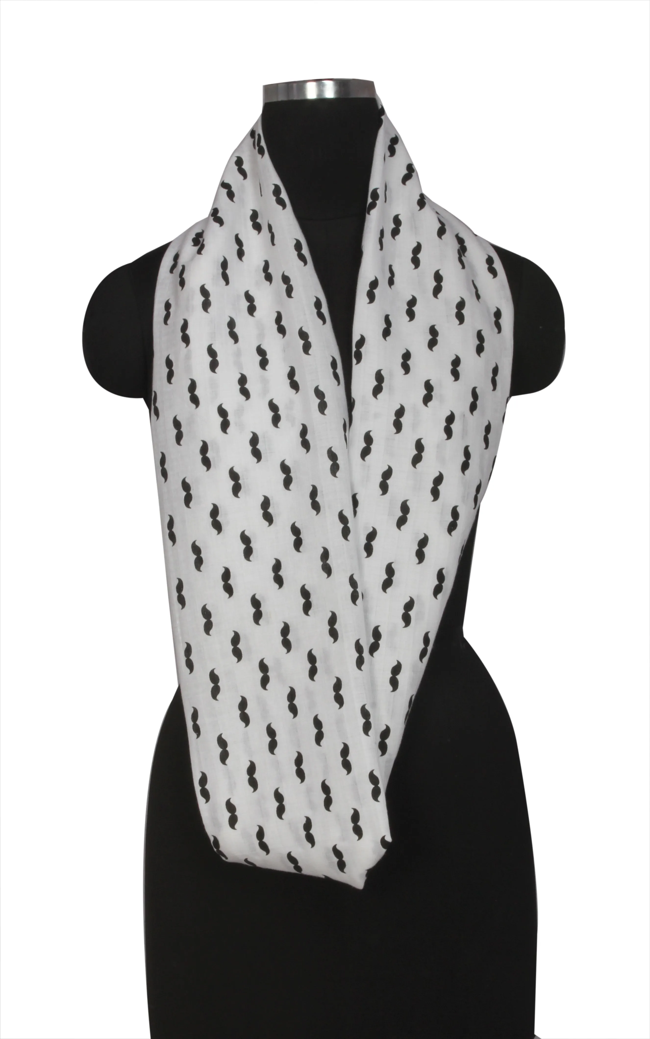 Mustache Black Muslin Nursing Scarf
