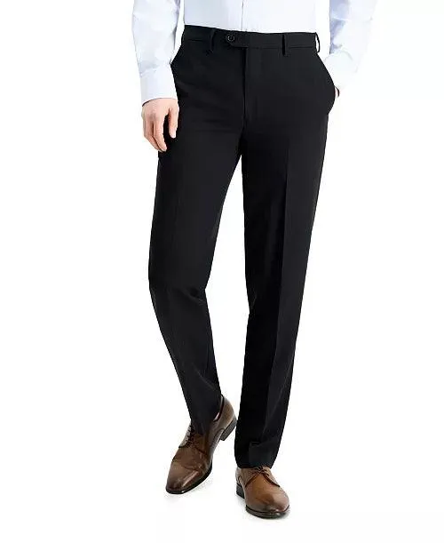 Nautica Mens Slim fit Dress Pants 38 / 32 Black Solid Stretch