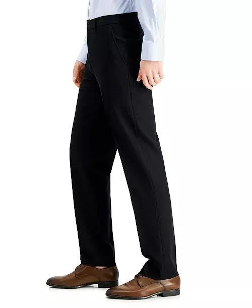 Nautica Mens Slim fit Dress Pants 38 / 32 Black Solid Stretch