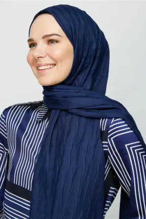 Navyblue Pleated Bamboo Hijab