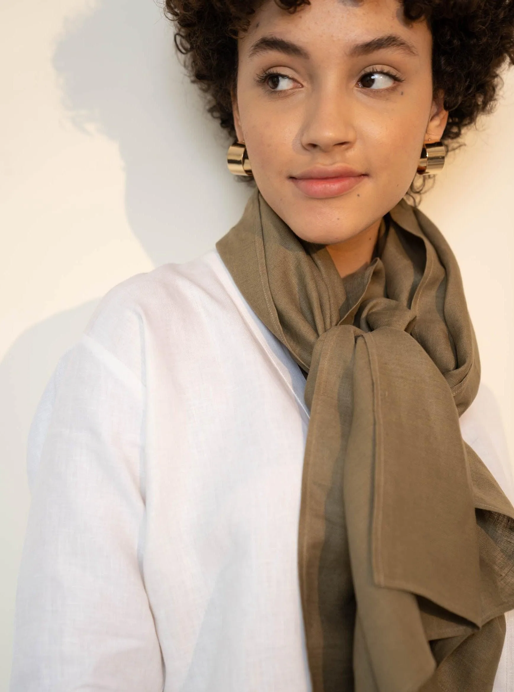 NOAH Tan Linen Scarf