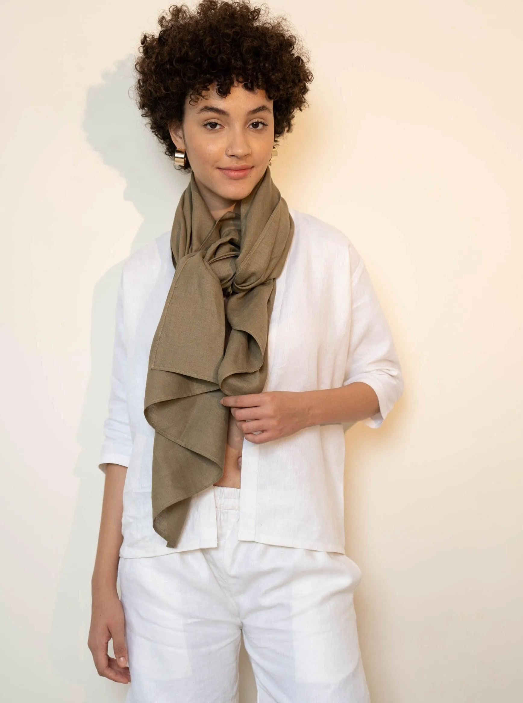 NOAH Tan Linen Scarf