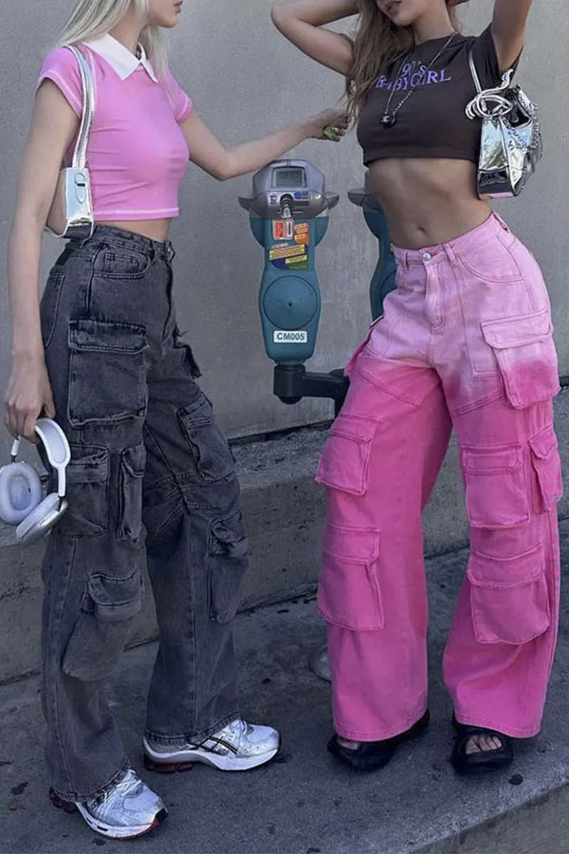PE659 Ombre Cargo Denim Pants