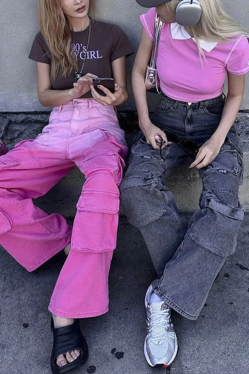 PE659 Ombre Cargo Denim Pants