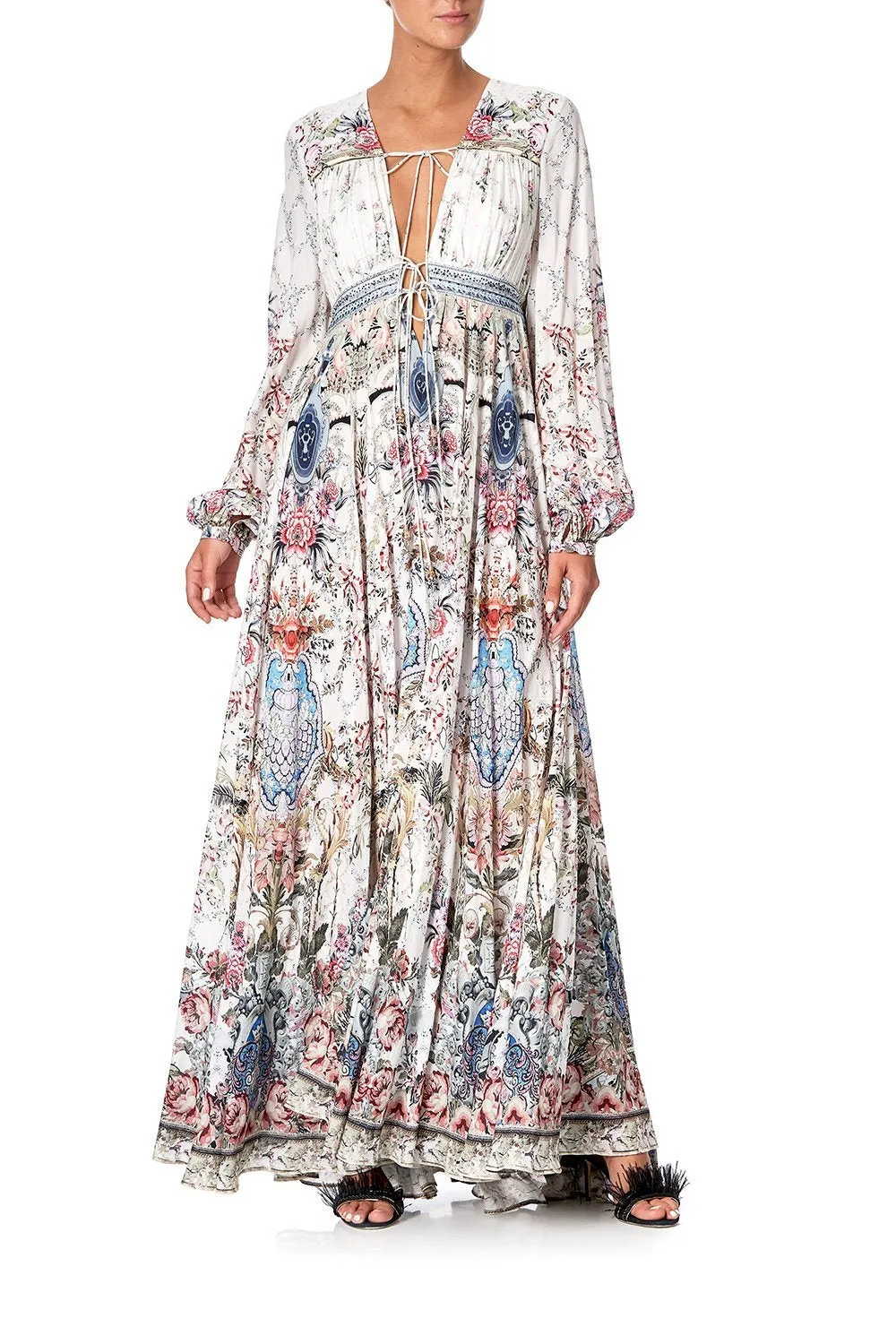 PEASANT DRESS WITH TIE FRONT SOUTHERN BELLE
