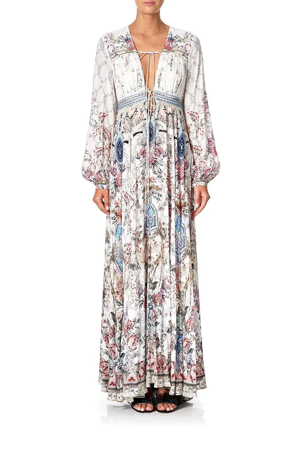 PEASANT DRESS WITH TIE FRONT SOUTHERN BELLE
