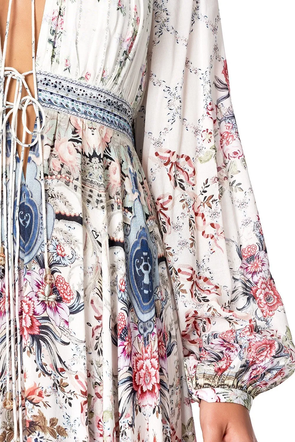 PEASANT DRESS WITH TIE FRONT SOUTHERN BELLE