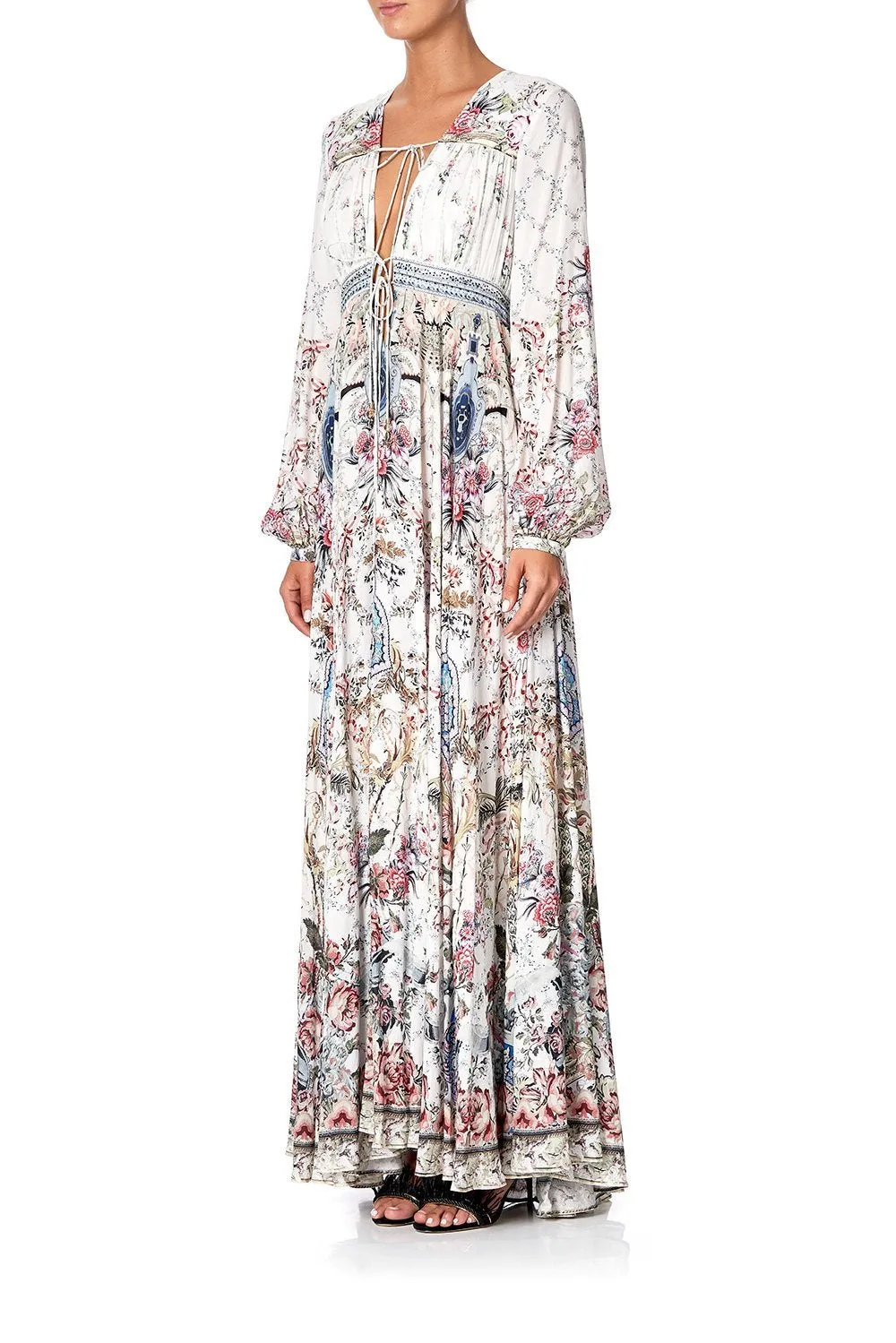 PEASANT DRESS WITH TIE FRONT SOUTHERN BELLE