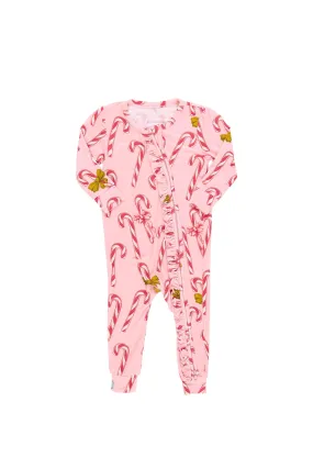 Pink Chicken - Pink Candy Cane Lane Bamboo Ruffle Romper