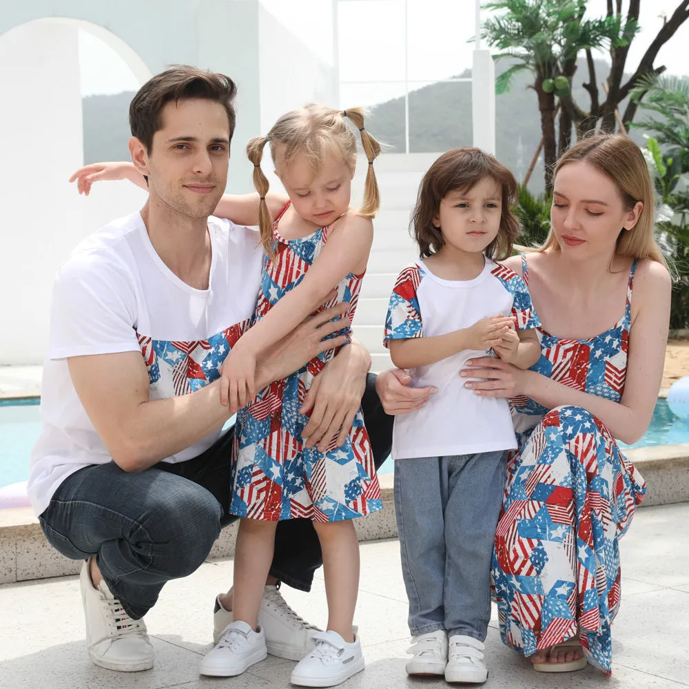 Plant Allover Printing Dresses and Tshirts Family Matching Sets