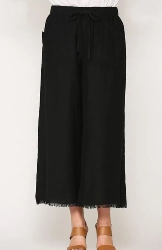 Plus Black Freyed Hem Pants
