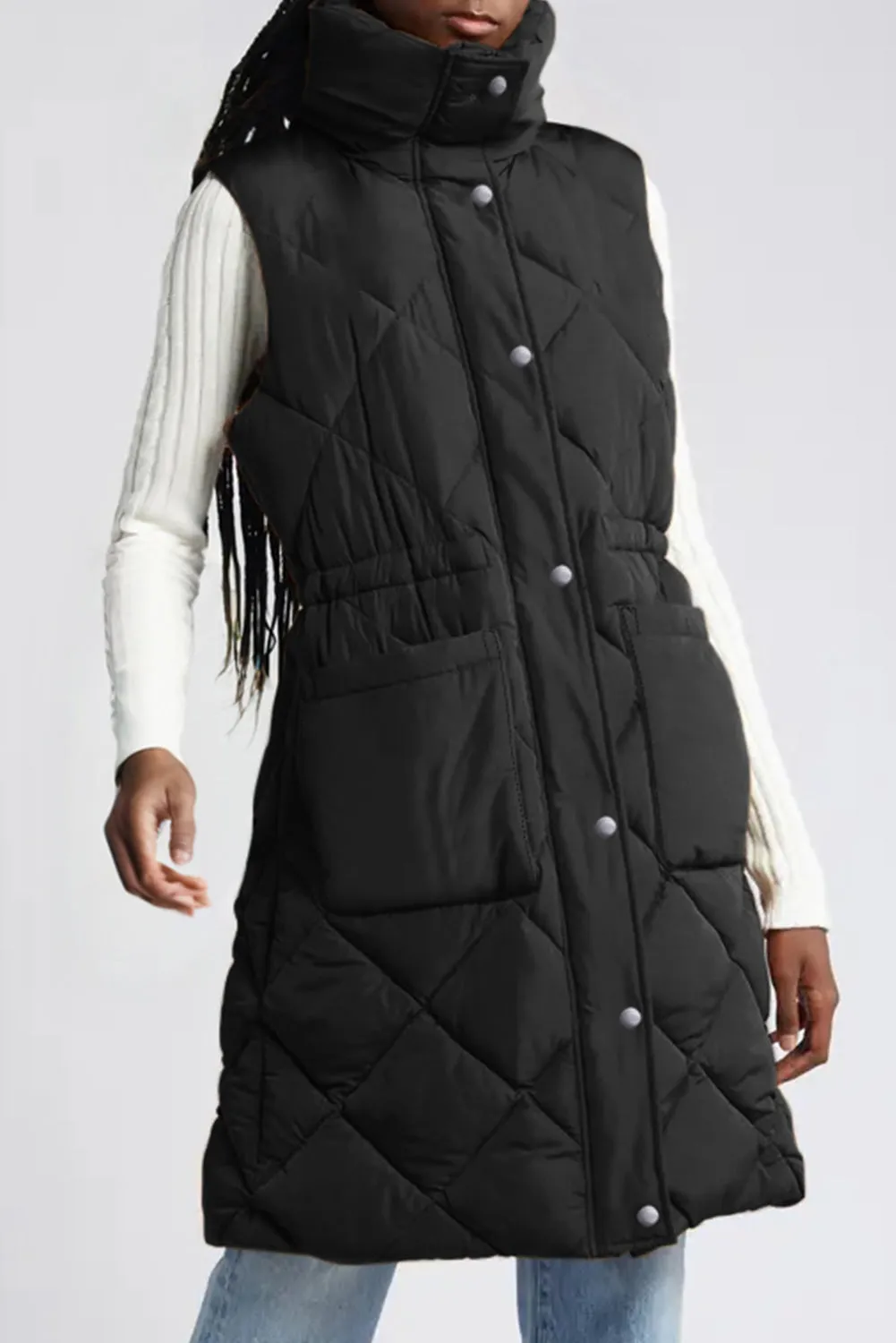 Puffer Quilted Long Vest Coat