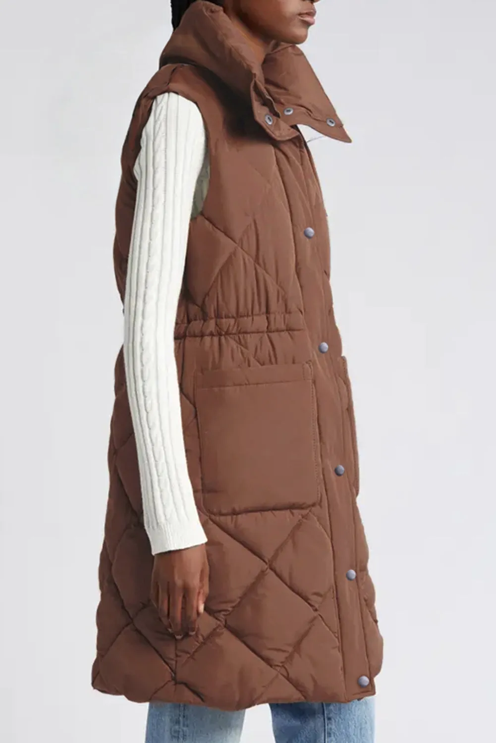 Puffer Quilted Long Vest Coat