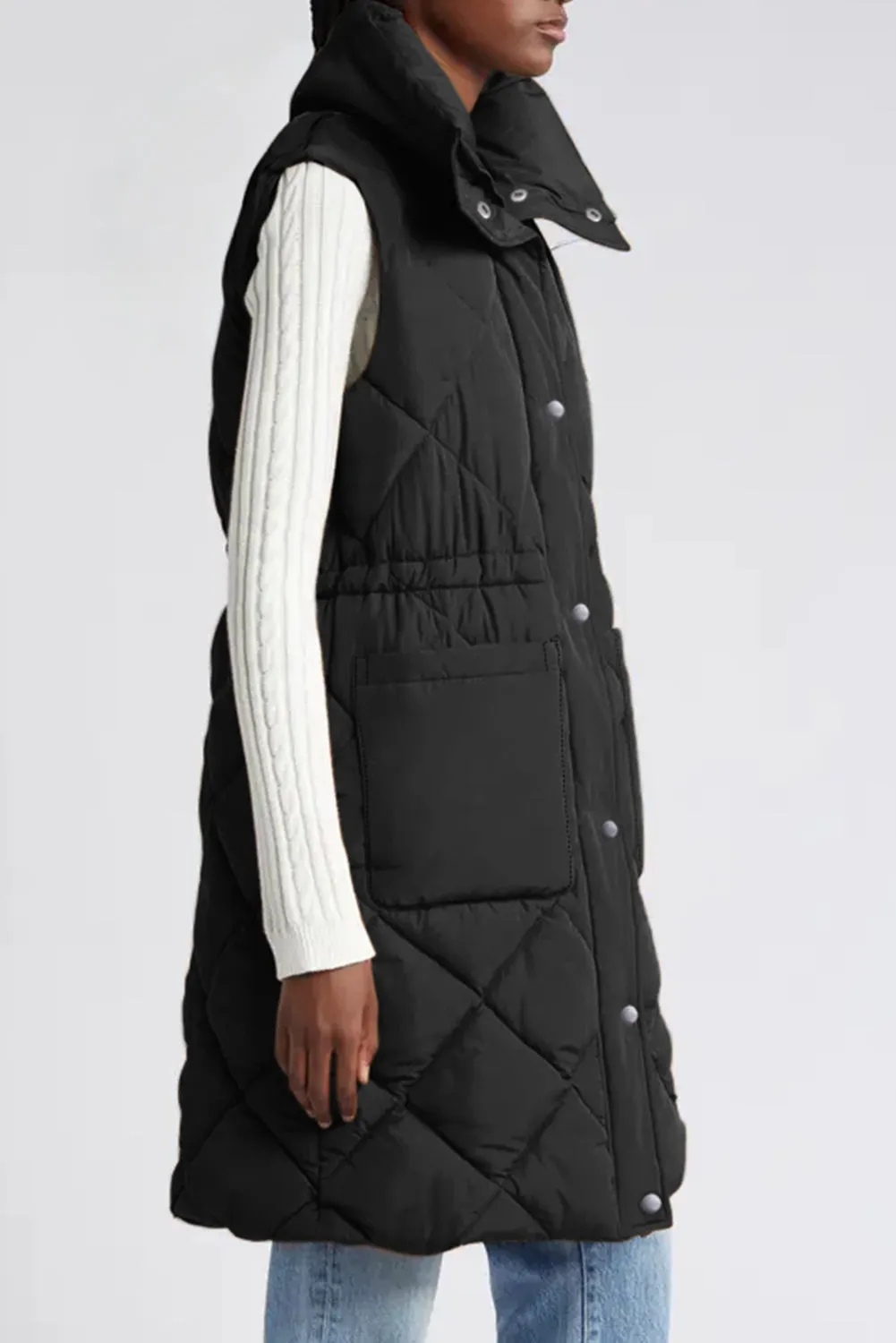 Puffer Quilted Long Vest Coat