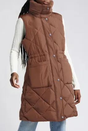 Puffer Quilted Long Vest Coat