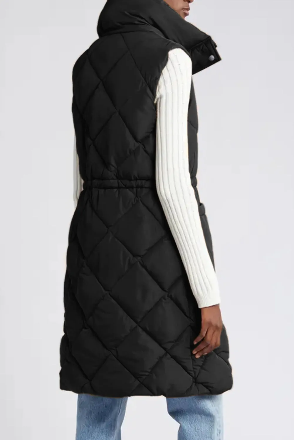 Puffer Quilted Long Vest Coat