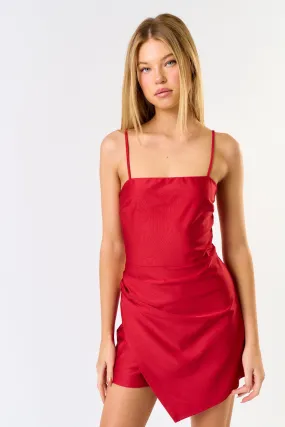 "Red Roses" Red Spaghetti Strap Wrap Romper